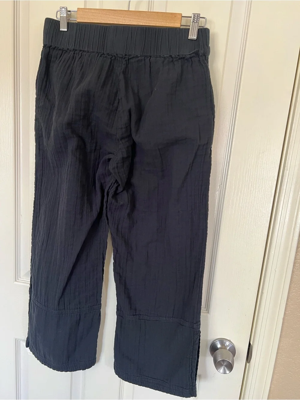 Pact Organic Cotton Gauze Wide Leg Pants Black M Side Slit